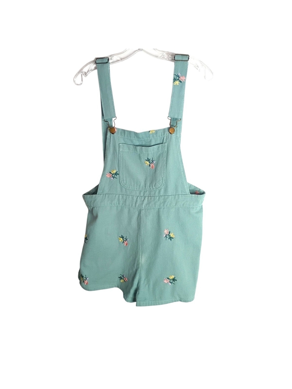 Cider- Mint Green Embroidered Overall Shorts - XL